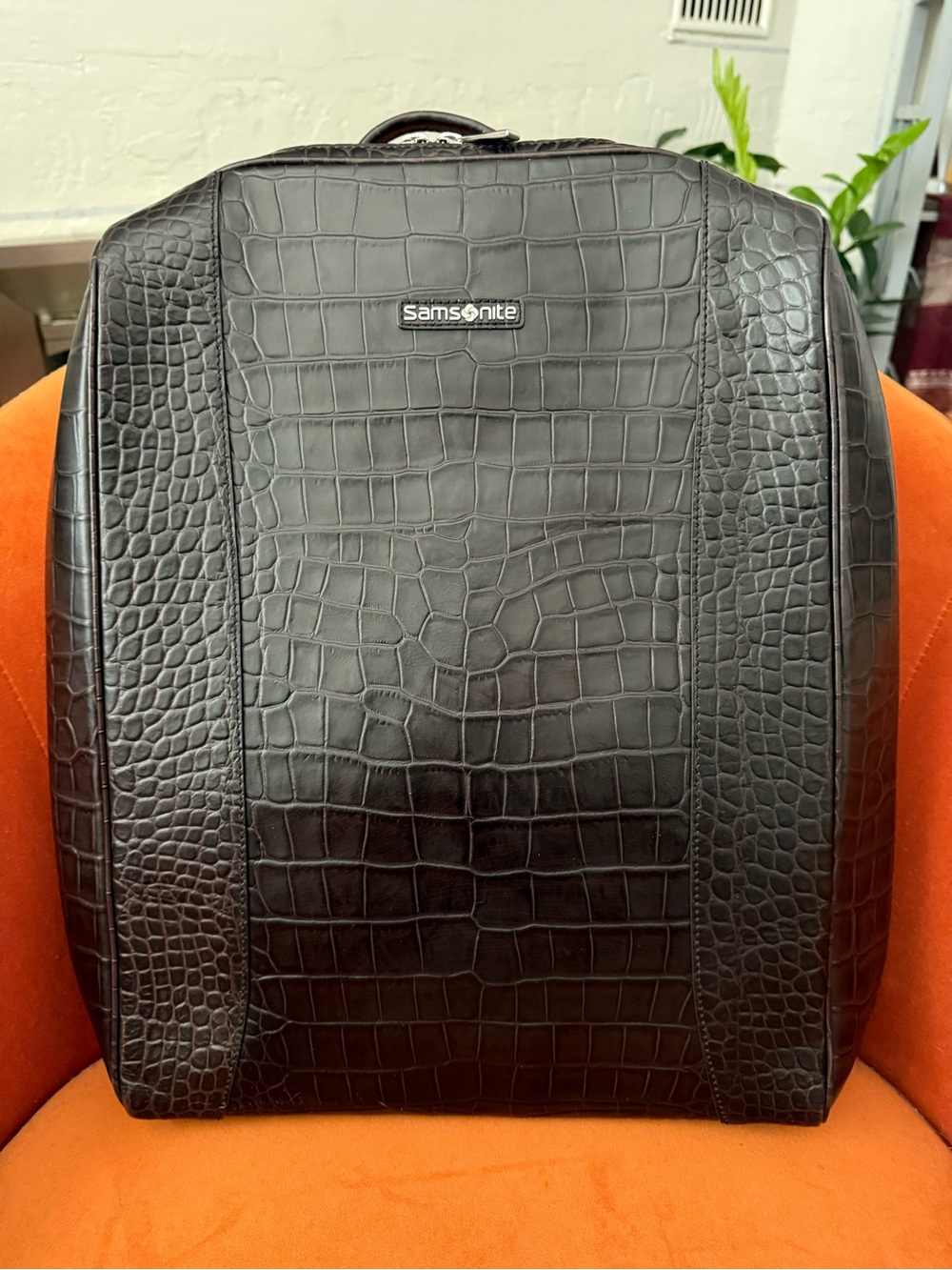 Samsonite Black Croc-Embossed Men's Backpack